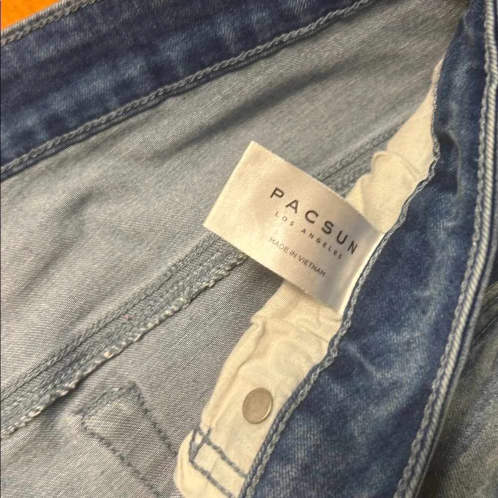 Vintage Pacsun Y2K Hip Hop Stacked Skinny Jeans Men's W36 L32 Blue Denim USA - Picture 9 of 10